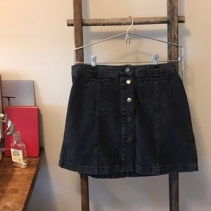 Black denim skirt